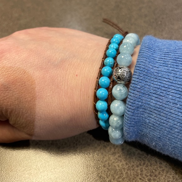 Handmade Synthetic Turquoise semi-precious gemstone Bracelet - Picture 2 of 5